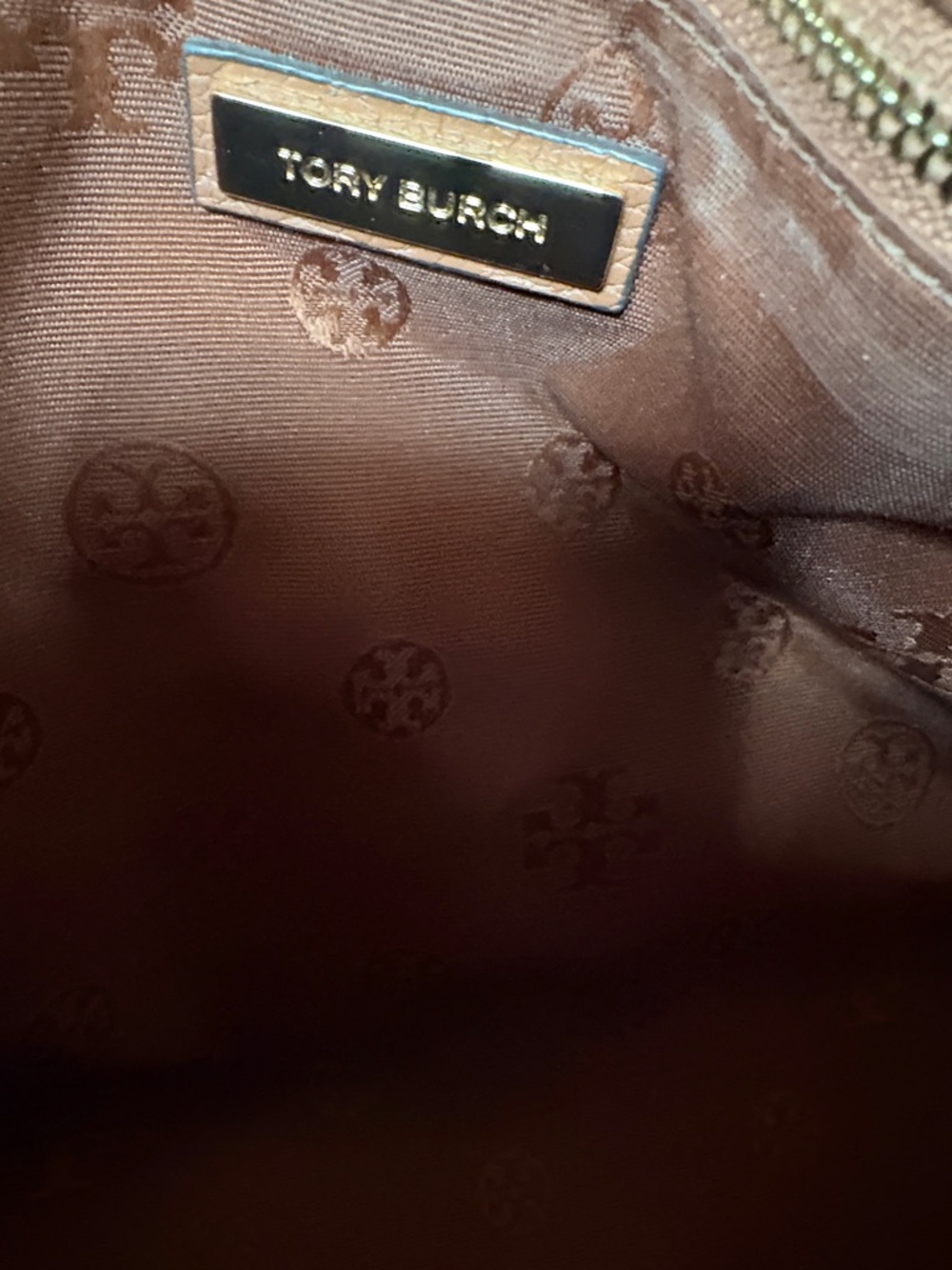 Tory Burch Chestnut Brown Pebbled Leather Tote with Tassel - Picture 2 of 10